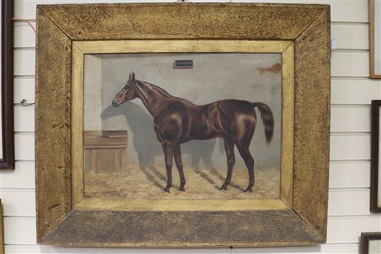 Frederick Fitzpatrick Stockinger; portrait of a horse in a stable, 20 x 27in.